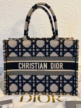 Dior Embroidered Jaquard Book Tote, Medium